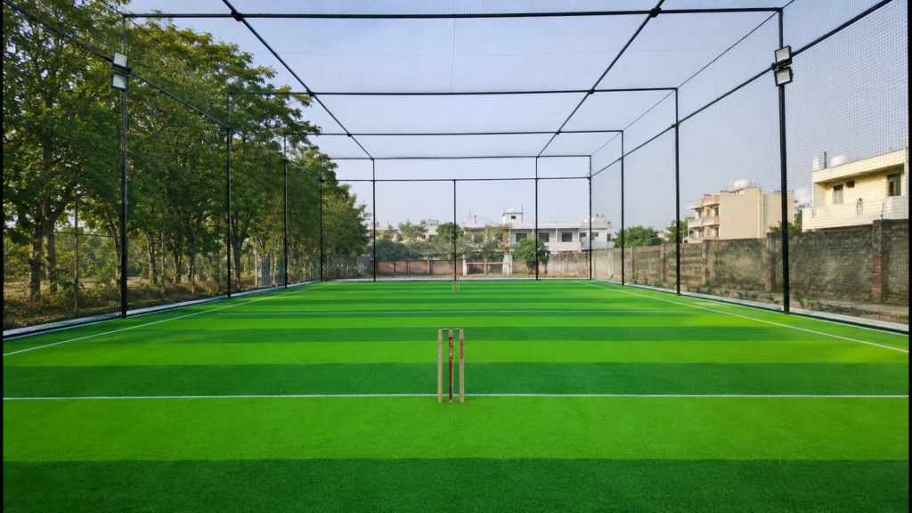 Box cricket arena with artificial sports turf