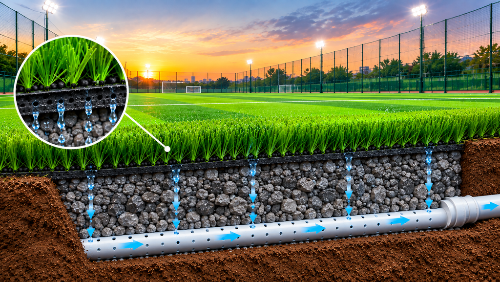 Artificial turf drainage system 